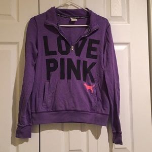 Long sleeve, pink quarter zip hoodie